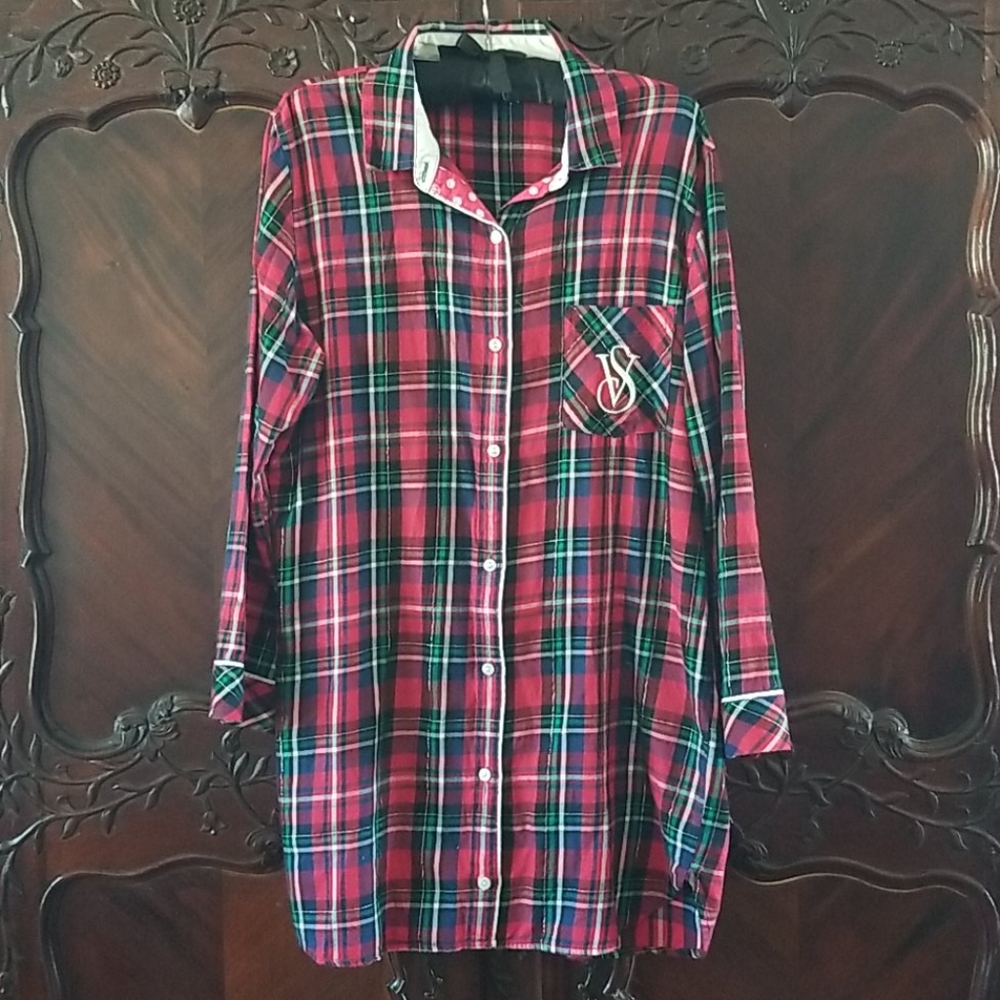 Victoria's Secret plaid nightgown nightshirt red S